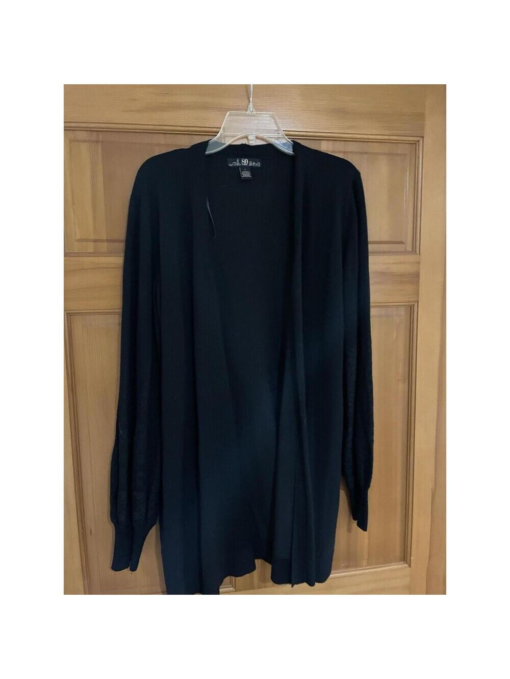 Women’s 80 Park Black Sweater / open Cardigan Long Sleeve L Large
